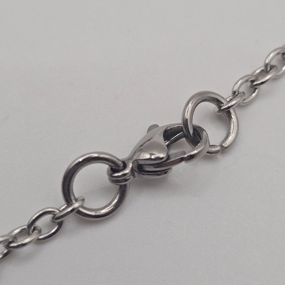 Handmade Geometric Beaded Necklace Silver Tone Square Links Boho Artsy - Picture 5 of 9